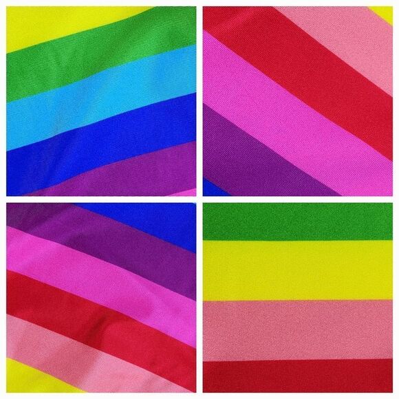 ☔️🔸️NWOT Rainbow Stripe Fitted Full Length Leggings Medium - Picture 8 of 10